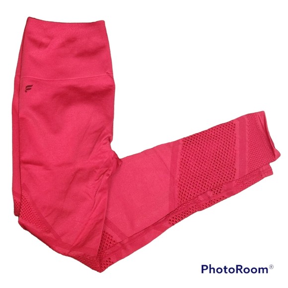 Fabletics Woman’s Full Length Pink Athletic Leggings With Mesh Paneling - Picture 1 of 7
